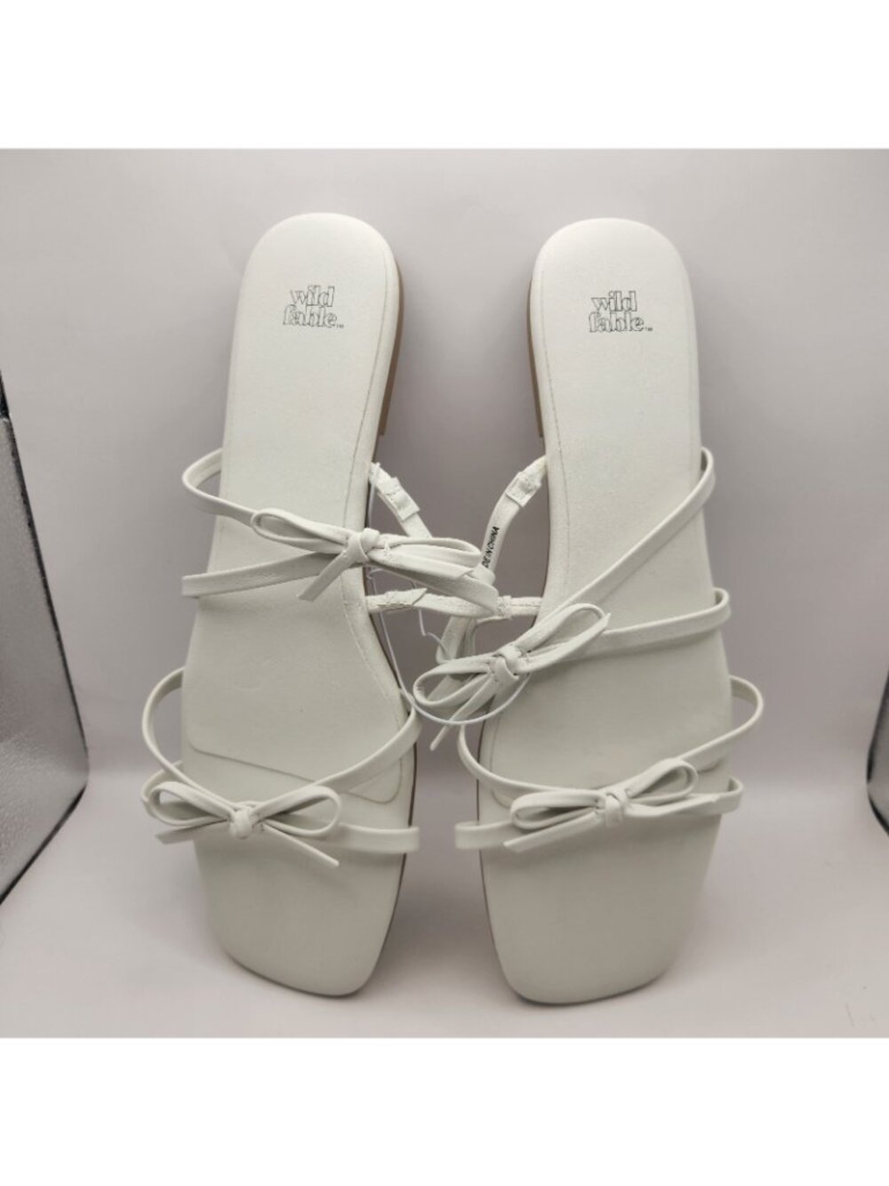 Wild Fable White Sandal Strappy Bows Mule Flats Womens US 11 NEW - Picture 5 of 6